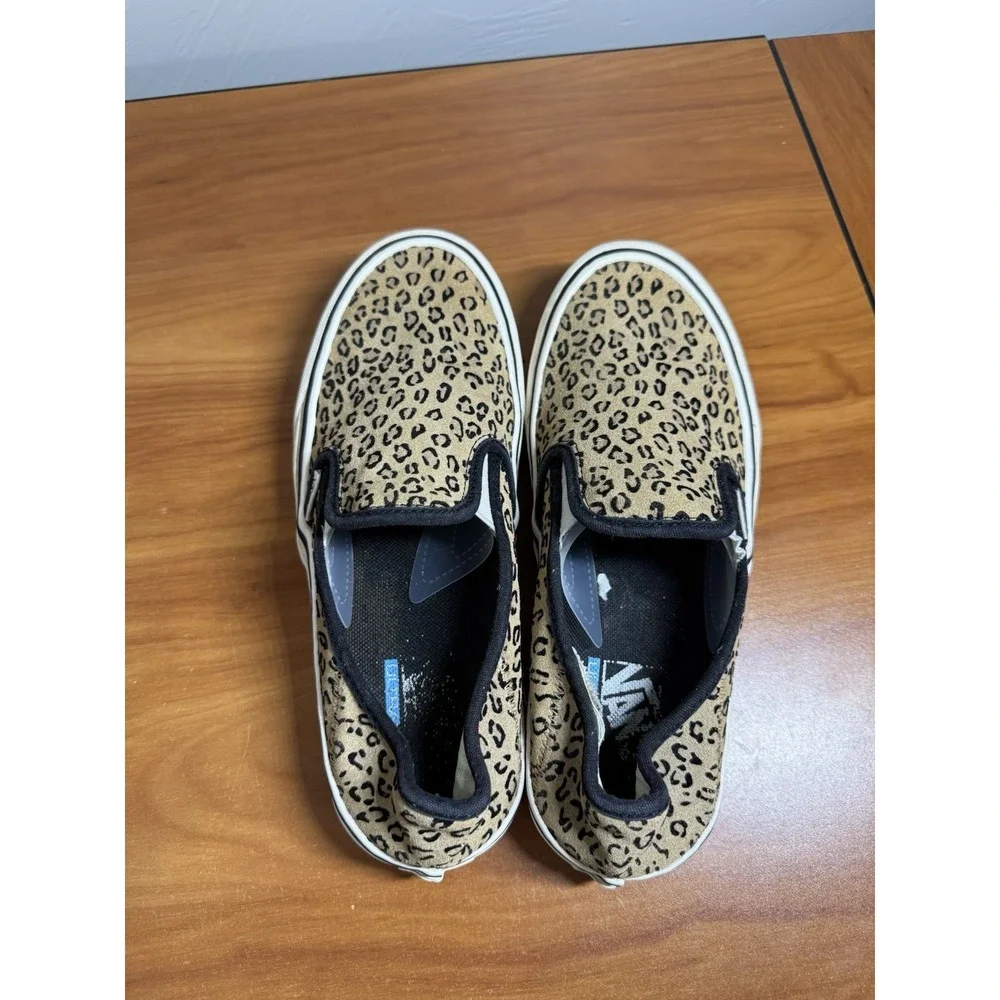 VANS WOMENS Mini Leopard Print SF Slip-On Sneakers Suede Marshmallow Size 9.5